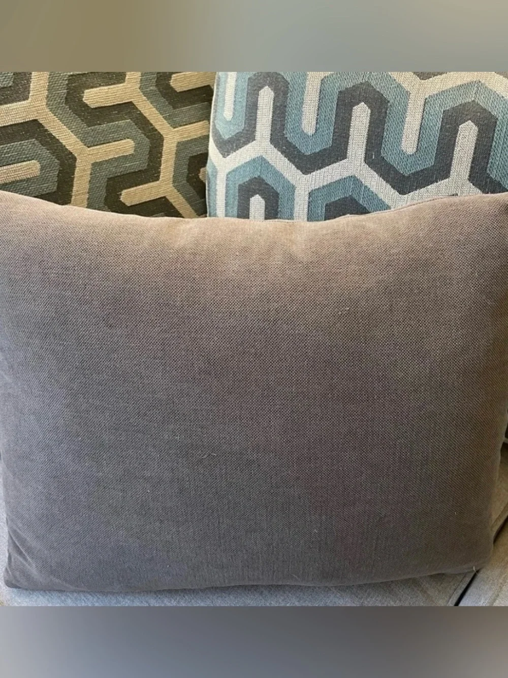 Decorative Geometric and Solid Throw Pillows in Blue and Gray—Down Throw Pillows